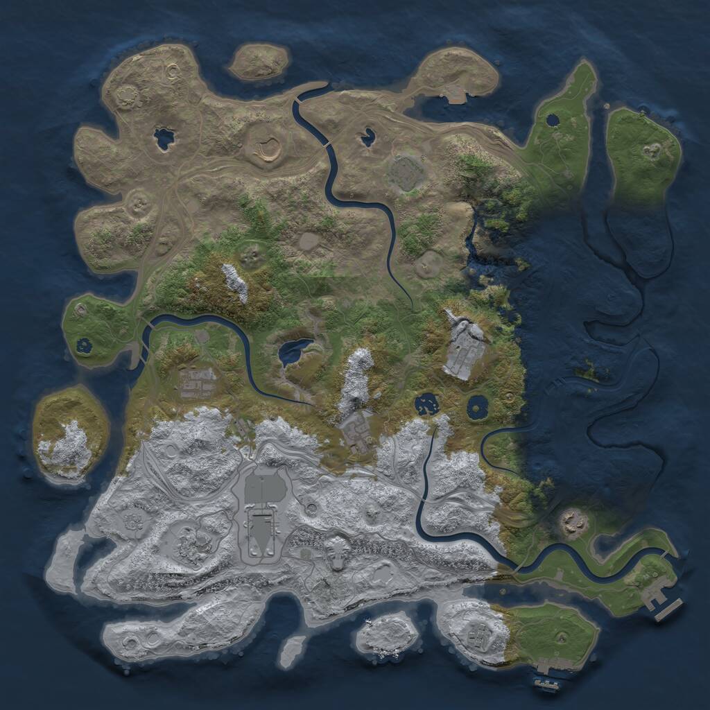 Rust Map: Procedural Map, Size: 4500, Seed: 1867234007, 16 Monuments