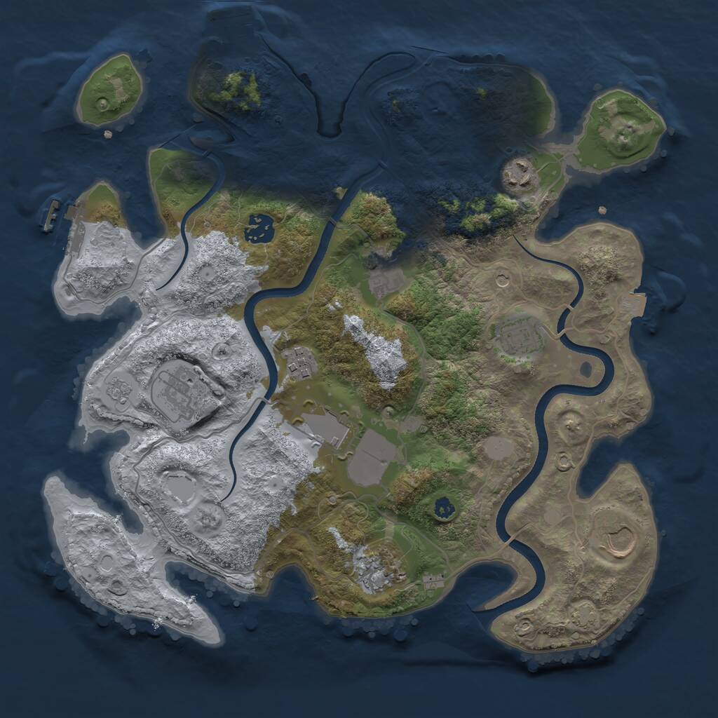 Rust Map: Procedural Map, Size: 3500, Seed: 925395978, 15 Monuments