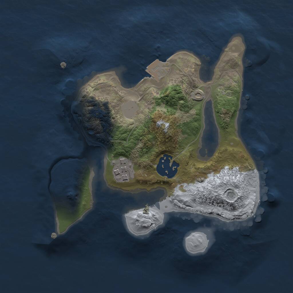 Rust Map: Procedural Map, Size: 2000, Seed: 56845, 3 Monuments