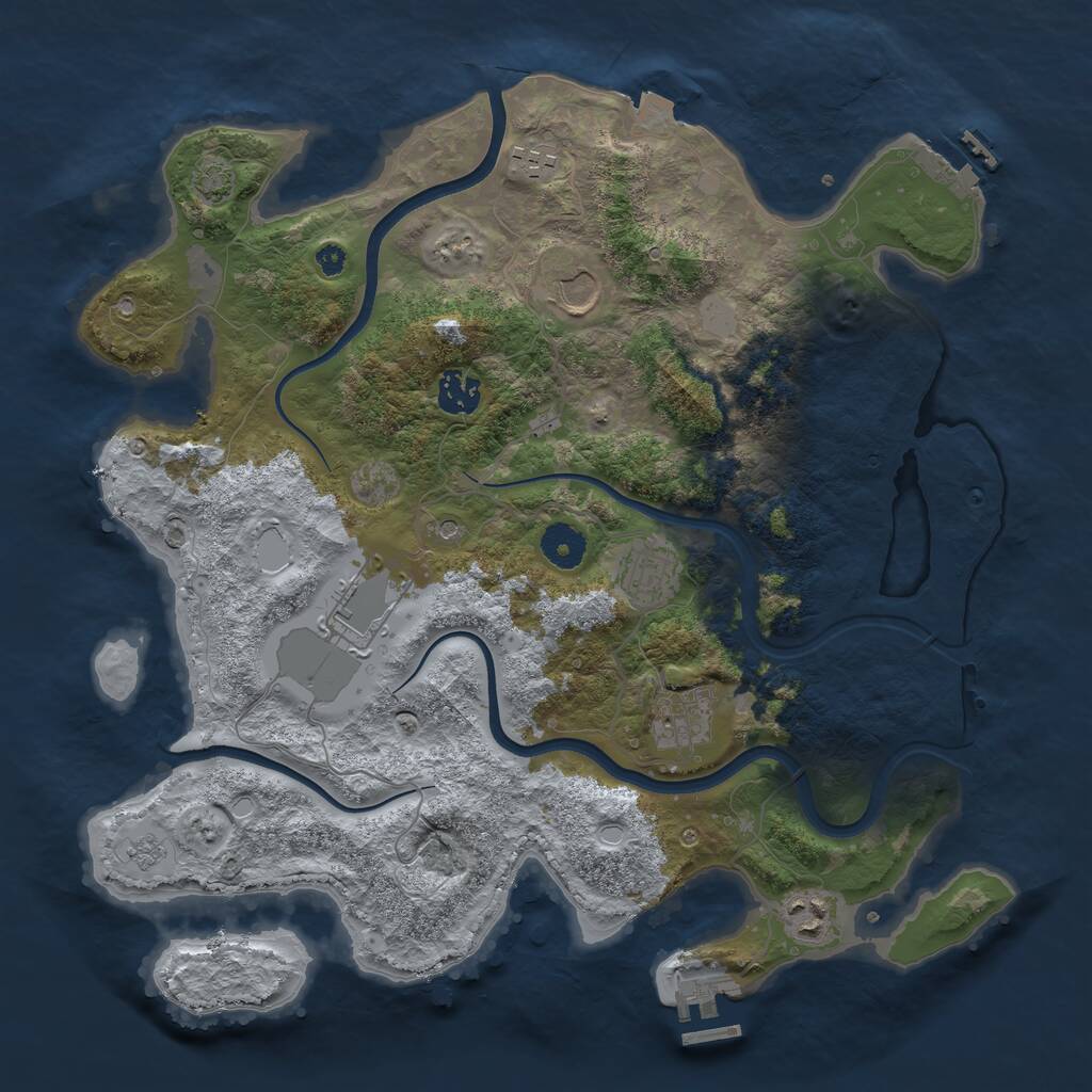 Rust Map: Procedural Map, Size: 3700, Seed: 1062468759, 13 Monuments