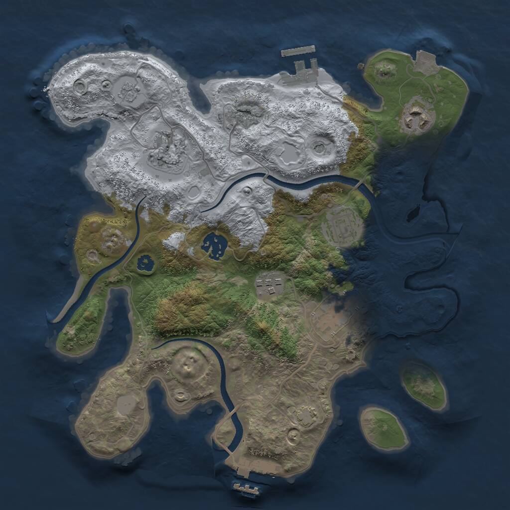 Rust Map: Procedural Map, Size: 3000, Seed: 52005, 12 Monuments