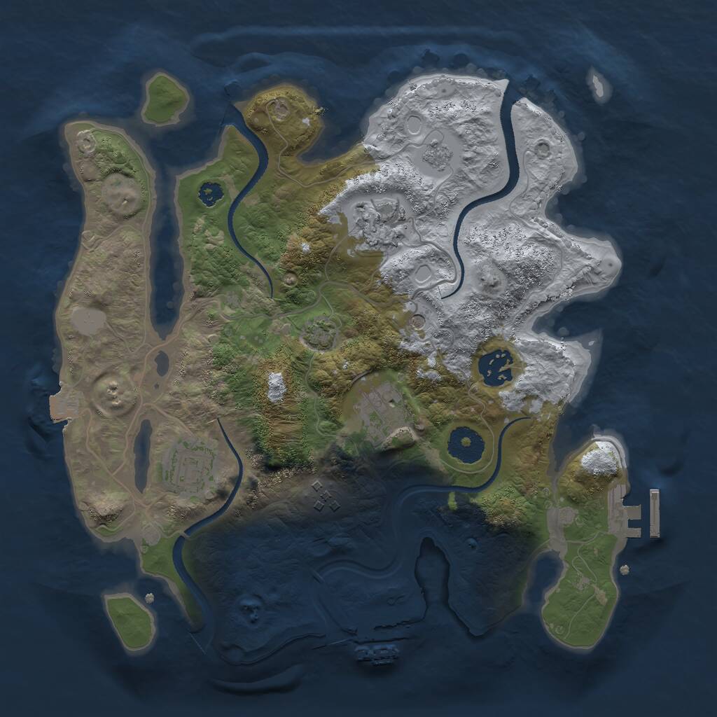 Rust Map: Procedural Map, Size: 3000, Seed: 1157710604, 11 Monuments