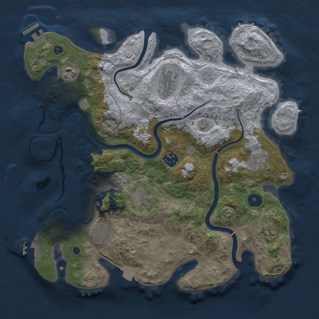 Rust Map: Procedural Map, Size: 3498, Seed: 8001, 14 Monuments