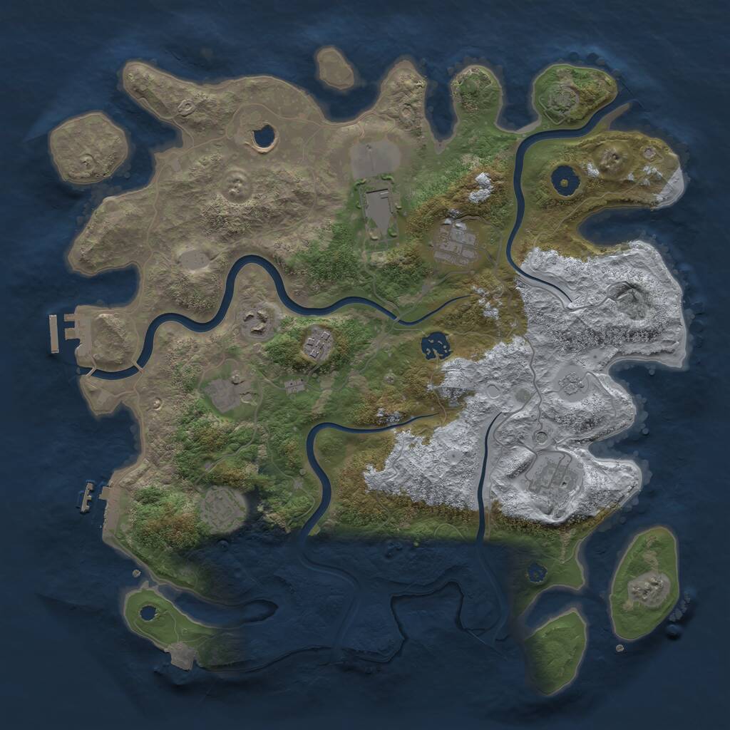 Rust Map: Procedural Map, Size: 3850, Seed: 30000000, 15 Monuments