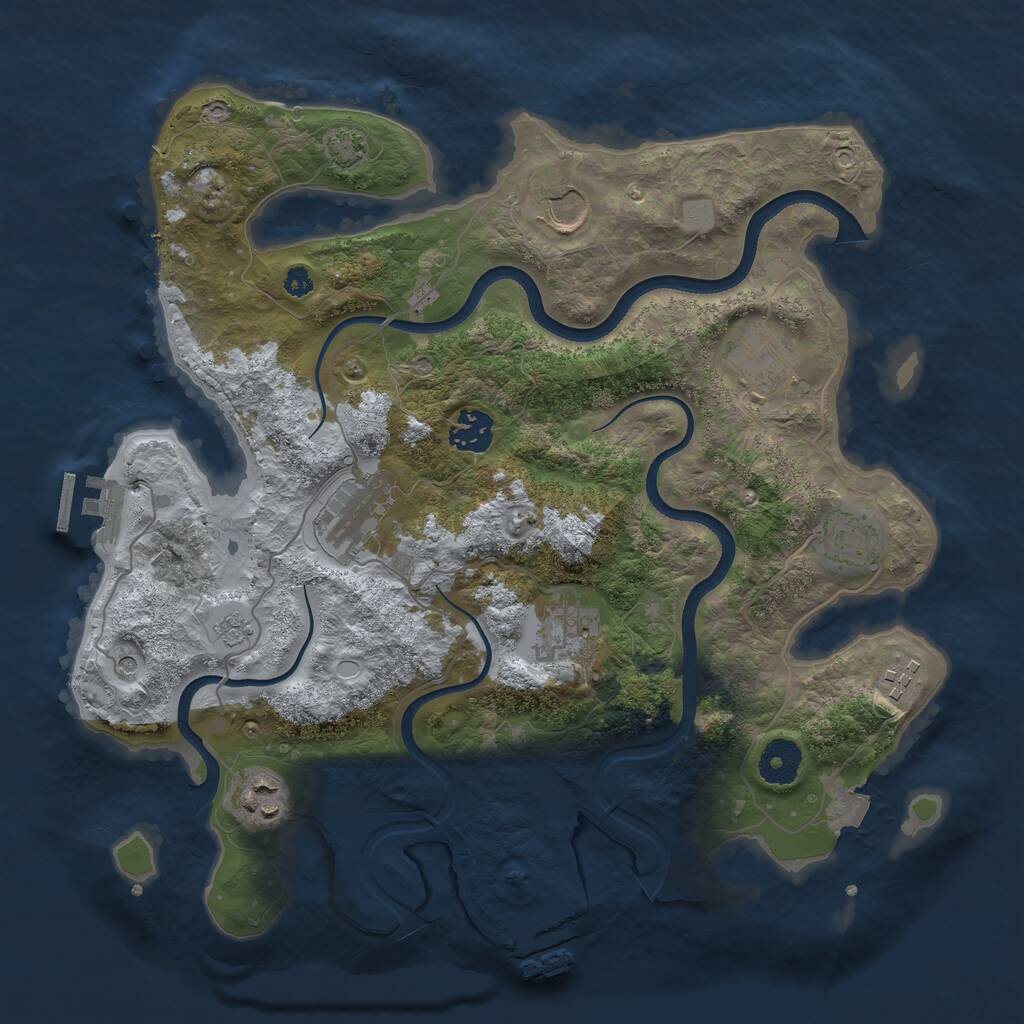 Rust Map: Procedural Map, Size: 3500, Seed: 1741794858, 14 Monuments