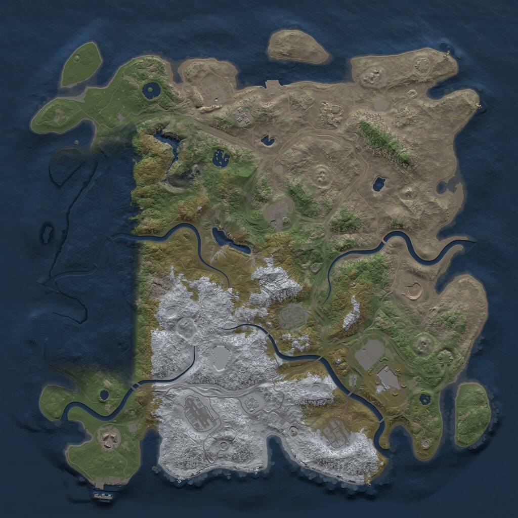 Rust Map: Procedural Map, Size: 4500, Seed: 646317450, 17 Monuments