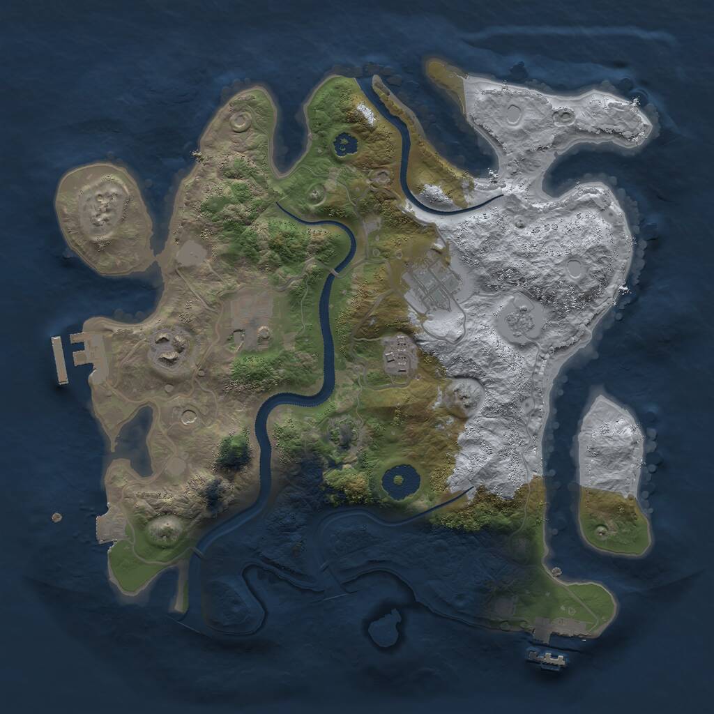 Rust Map: Procedural Map, Size: 3000, Seed: 99345, 10 Monuments