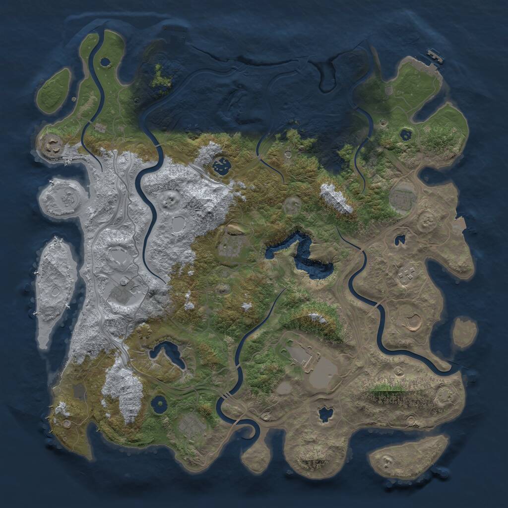 Rust Map: Procedural Map, Size: 4500, Seed: 256843, 15 Monuments