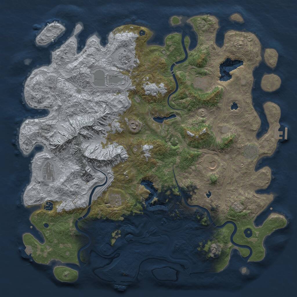 Rust Map: Procedural Map, Size: 5000, Seed: 66338, 16 Monuments