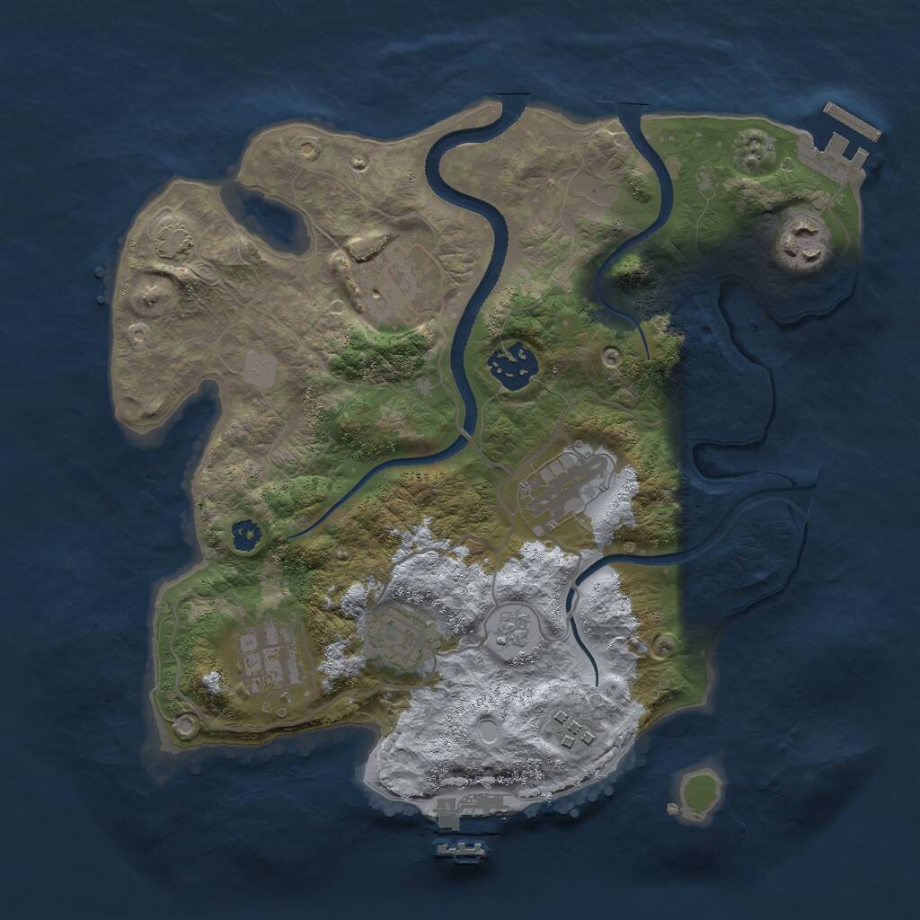 Rust Map: Procedural Map, Size: 3000, Seed: 1332675392, 12 Monuments