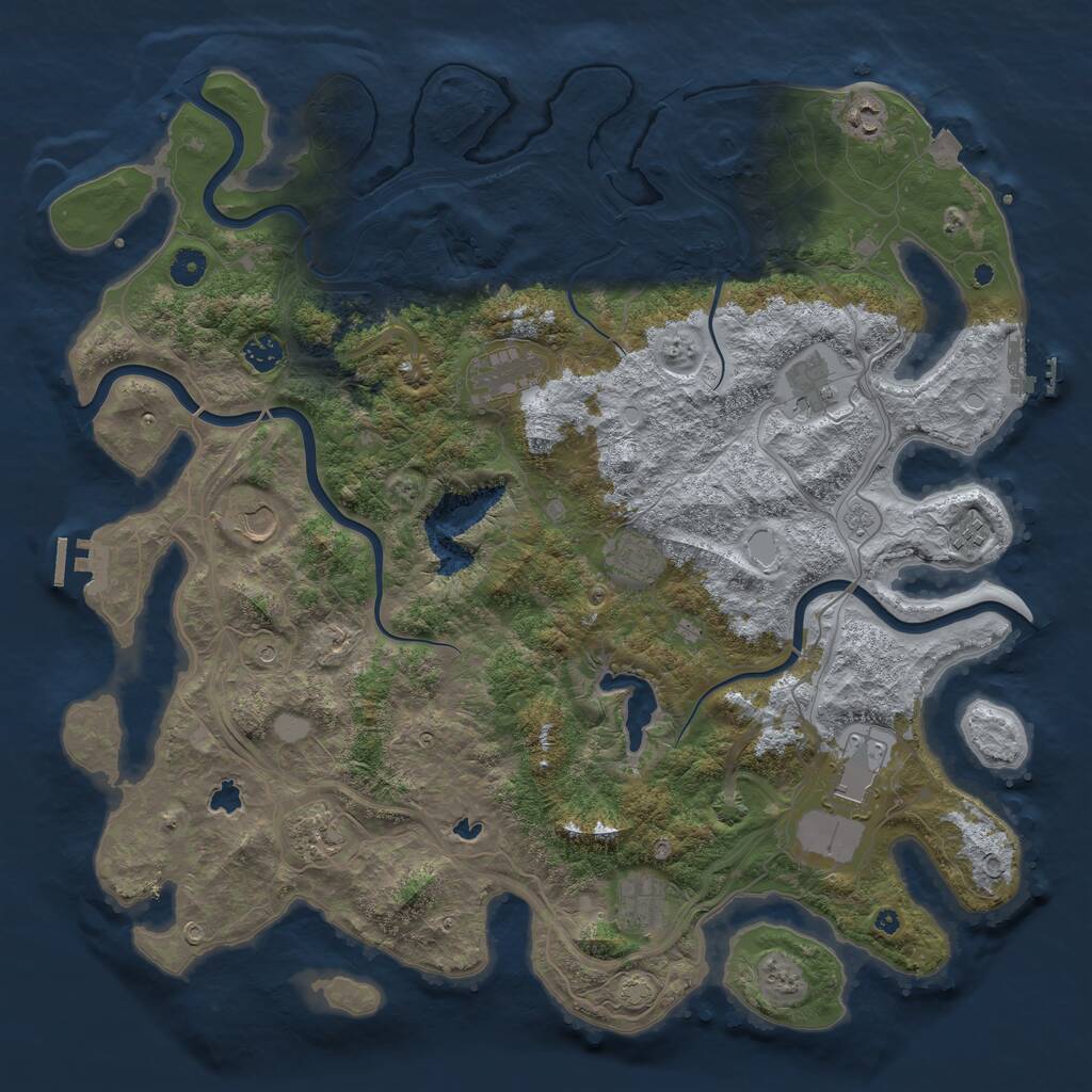 Rust Map: Procedural Map, Size: 4500, Seed: 59567645, 16 Monuments