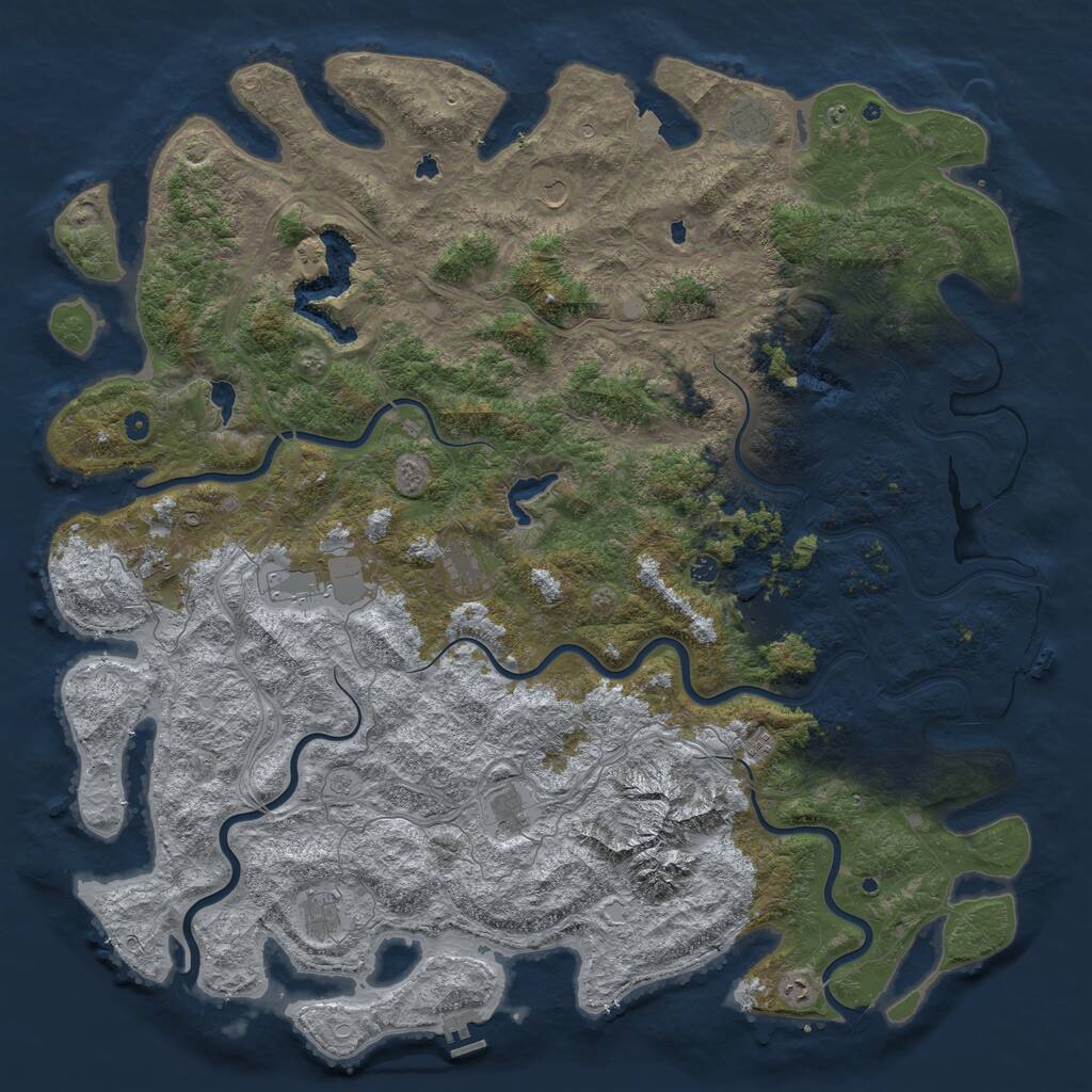 Rust Map: Procedural Map, Size: 6000, Seed: 717390, 17 Monuments