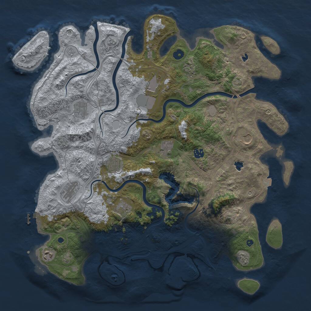 Rust Map: Procedural Map, Size: 4500, Seed: 380026631, 17 Monuments