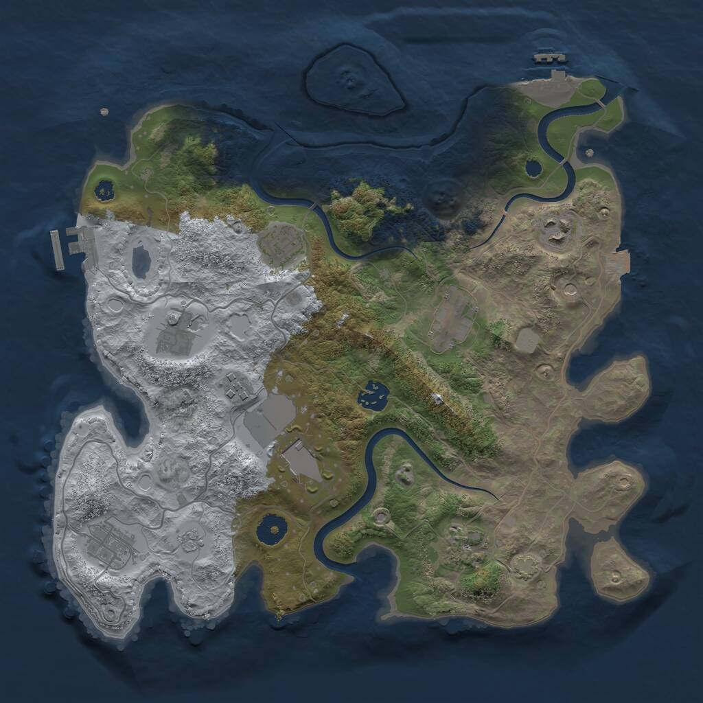 Rust Map: Procedural Map, Size: 3500, Seed: 1688919, 15 Monuments