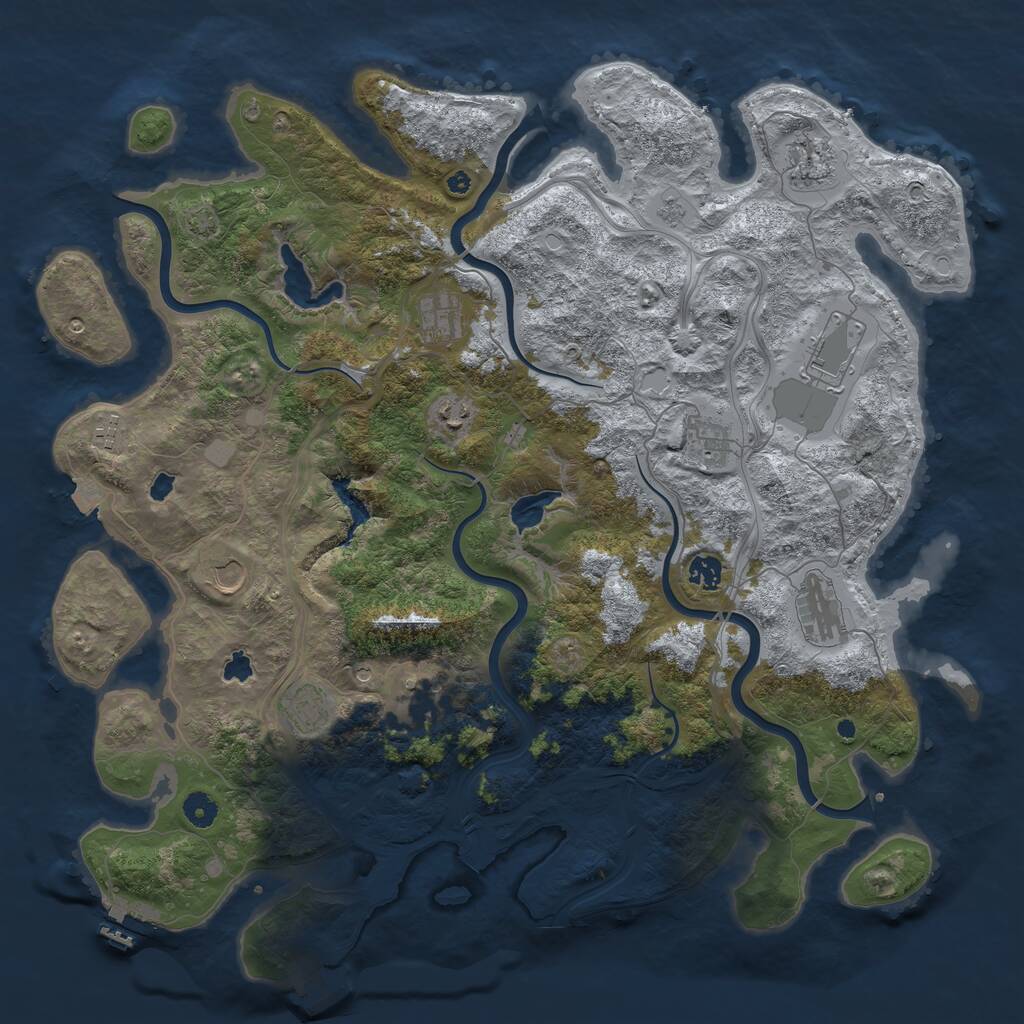 Rust Map: Procedural Map, Size: 4500, Seed: 53878787, 17 Monuments