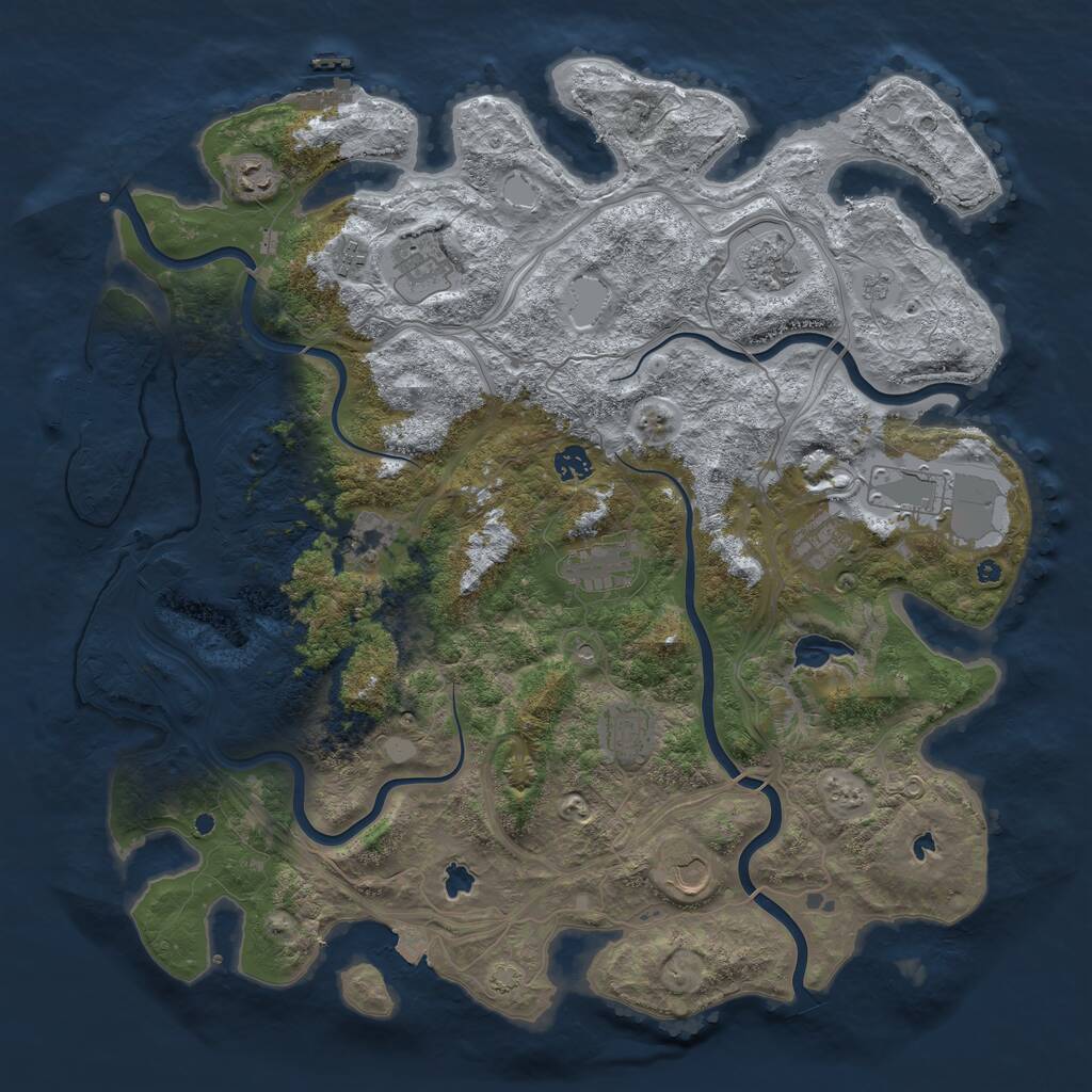 Rust Map: Procedural Map, Size: 4500, Seed: 5687345, 17 Monuments