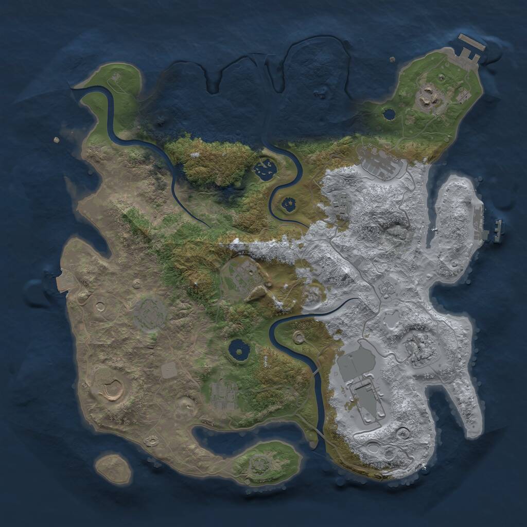 Rust Map: Procedural Map, Size: 3750, Seed: 749286577, 16 Monuments