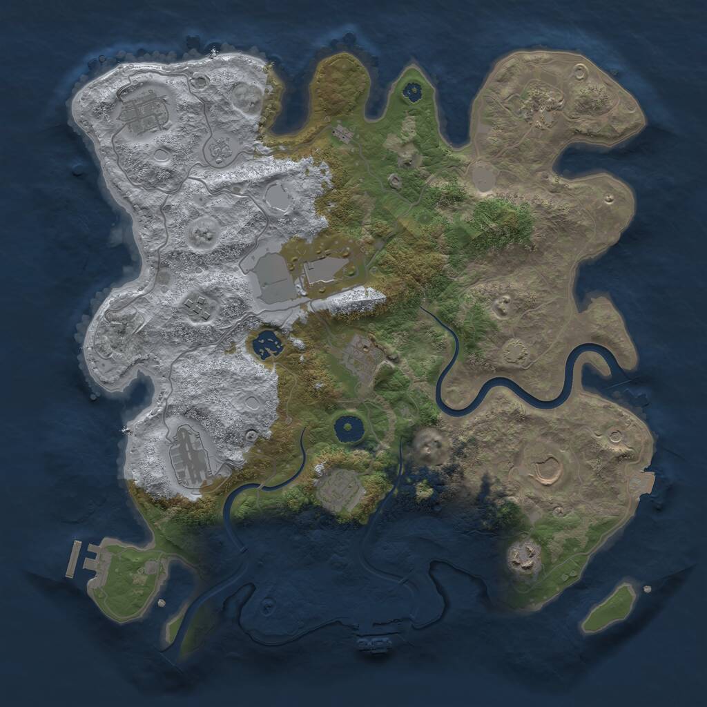 Rust Map: Procedural Map, Size: 3750, Seed: 1306812375, 16 Monuments