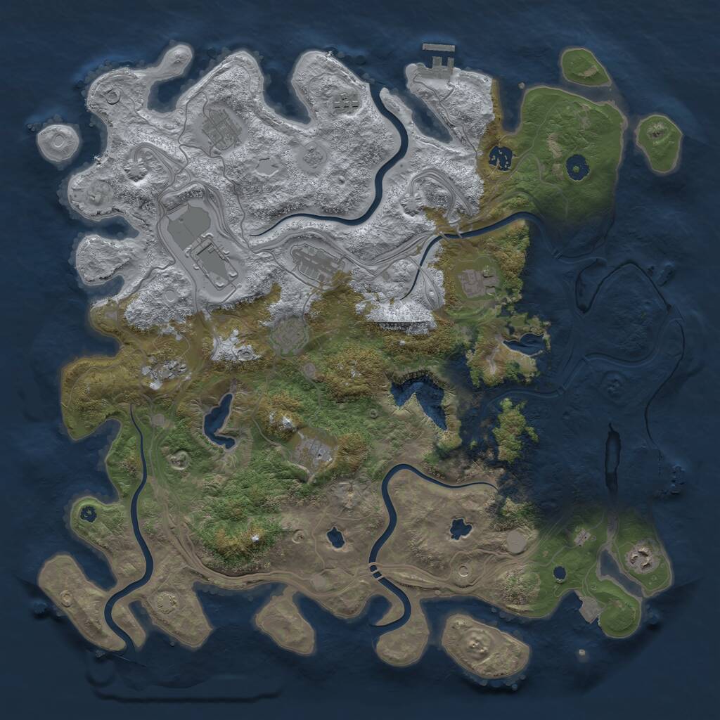 Rust Map: Procedural Map, Size: 4500, Seed: 1176383069, 16 Monuments