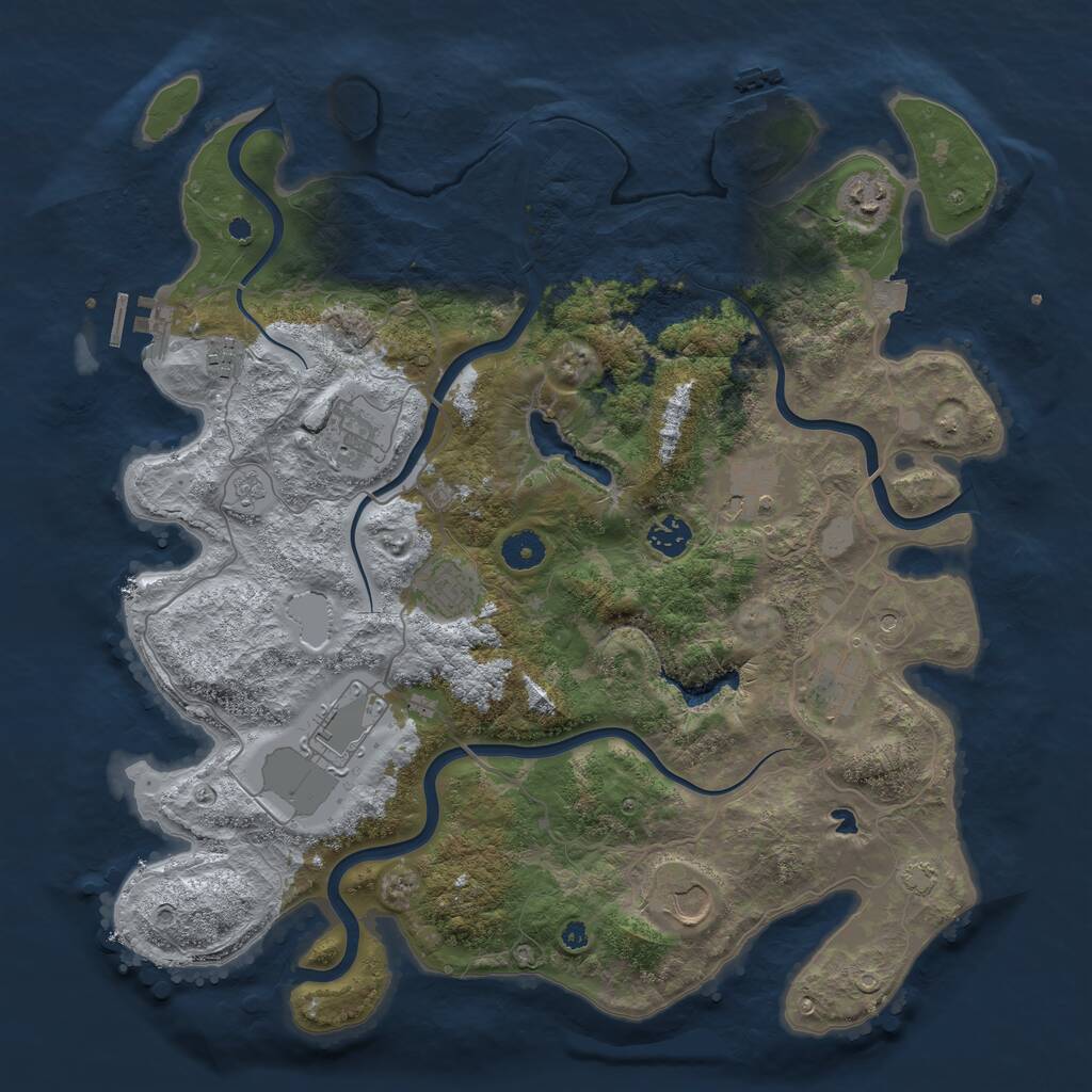 Rust Map: Procedural Map, Size: 4050, Seed: 1013180920, 15 Monuments