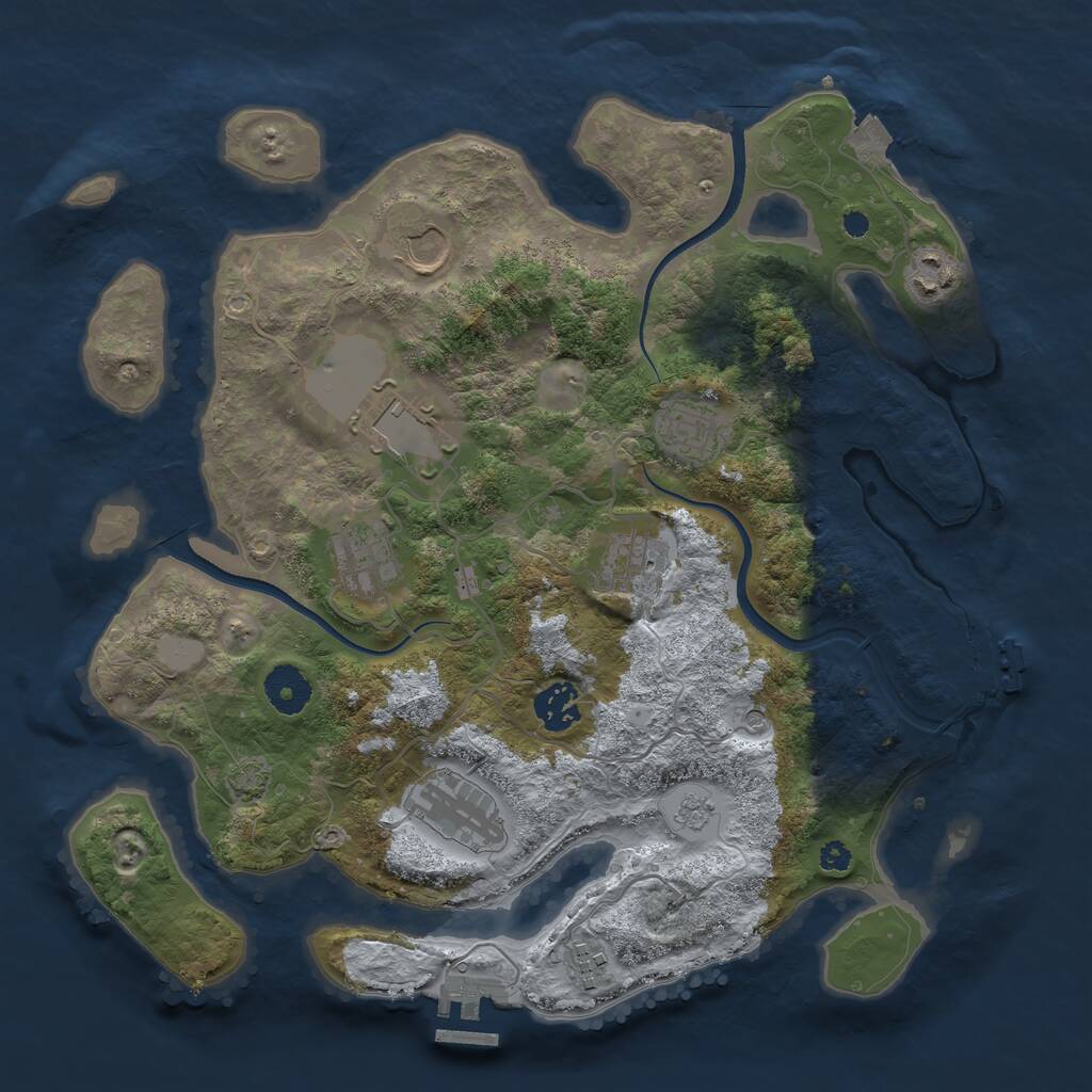 Rust Map: Procedural Map, Size: 3500, Seed: 1250254793, 15 Monuments
