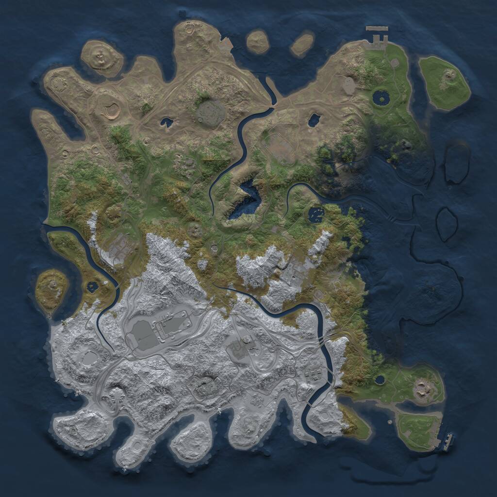 Rust Map: Procedural Map, Size: 4500, Seed: 952621469, 17 Monuments