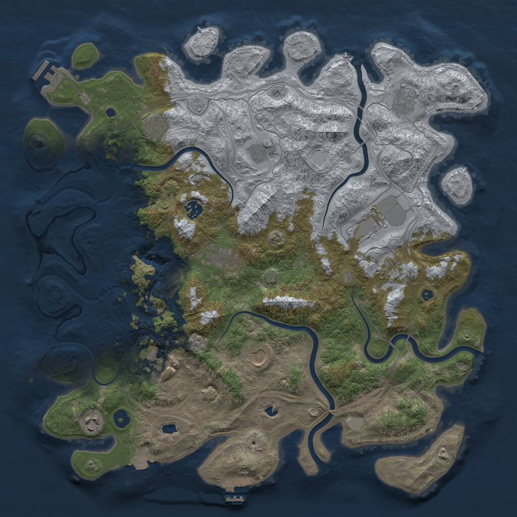 Rust Map: Procedural Map, Size: 4500, Seed: 1812578509, 17 Monuments
