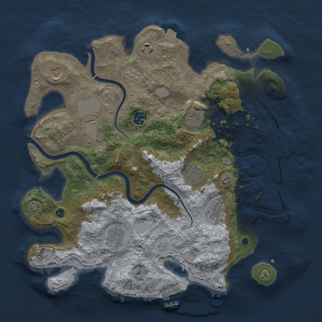 Rust Map: Procedural Map, Size: 3750, Seed: 1793170164, 15 Monuments