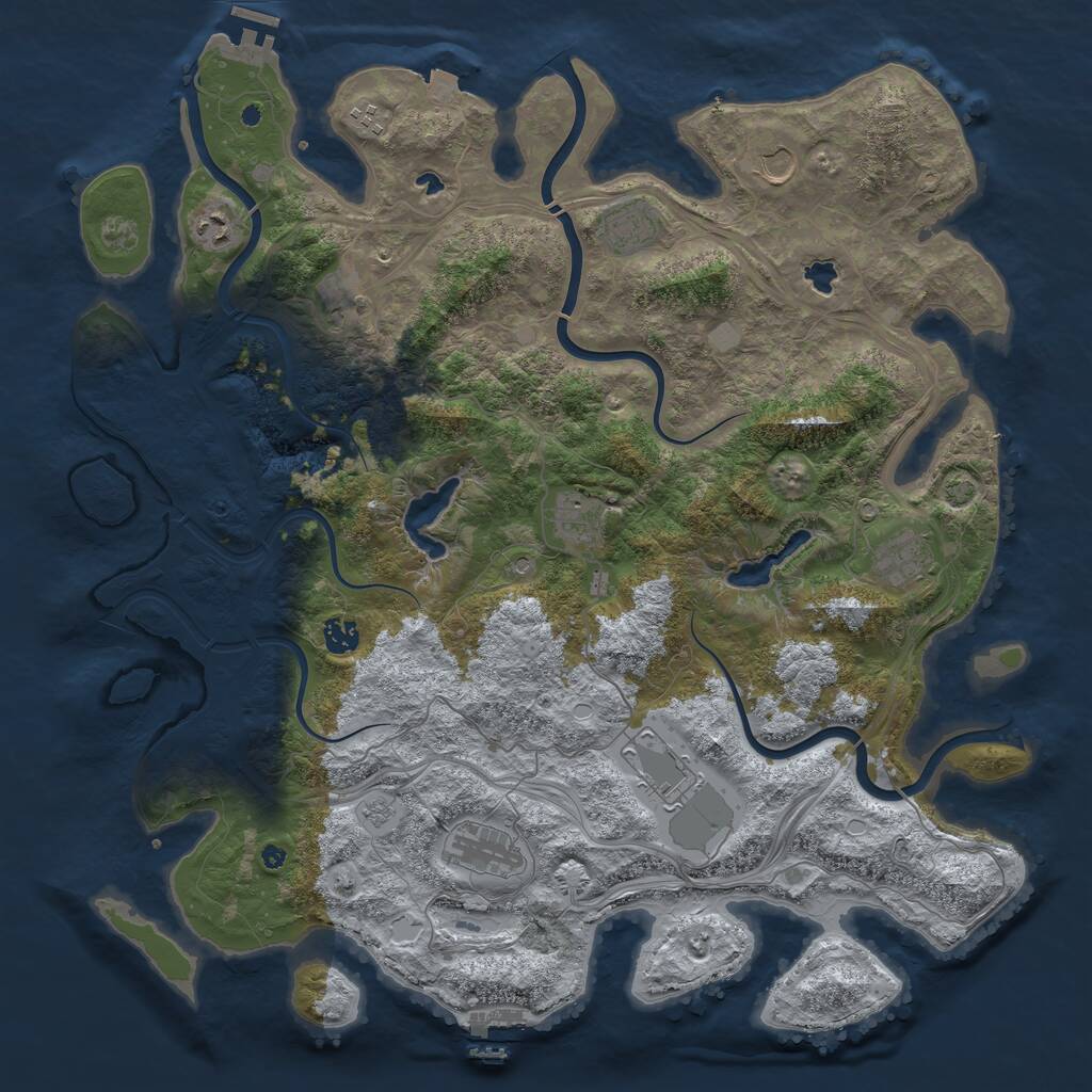 Rust Map: Procedural Map, Size: 4500, Seed: 106333617, 16 Monuments