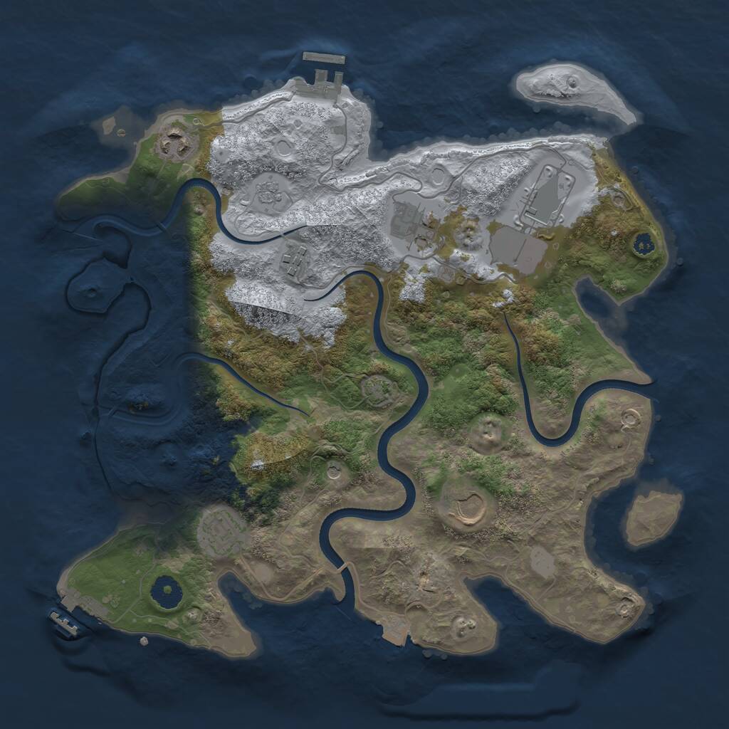Rust Map: Procedural Map, Size: 3500, Seed: 69743331, 12 Monuments