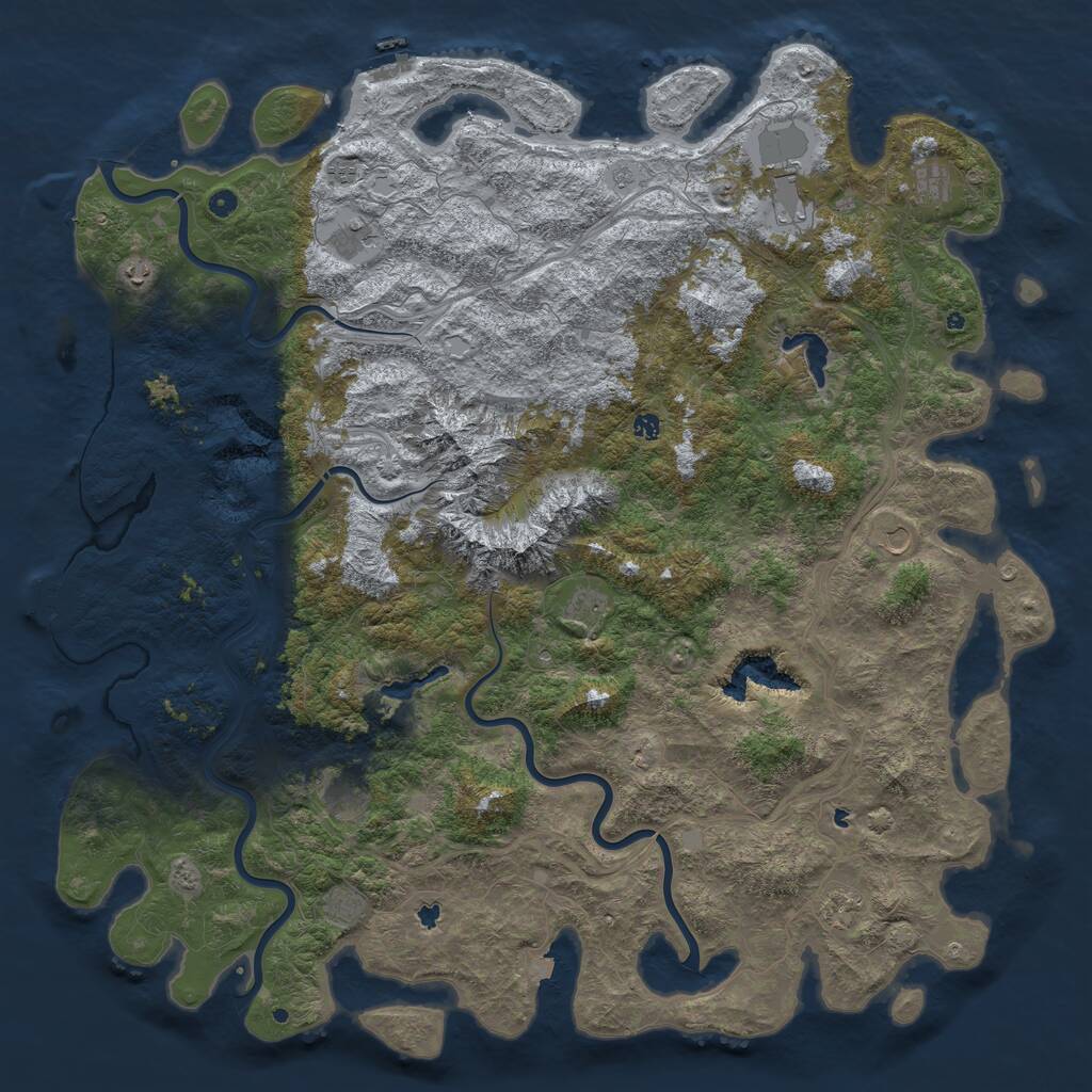 Rust Map: Procedural Map, Size: 6000, Seed: 21017718, 17 Monuments