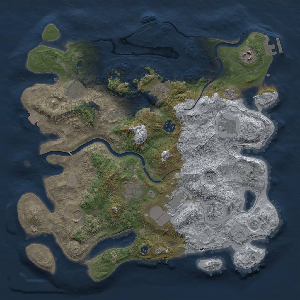 Rust Map: Procedural Map, Size: 3800, Seed: 23122114, 16 Monuments