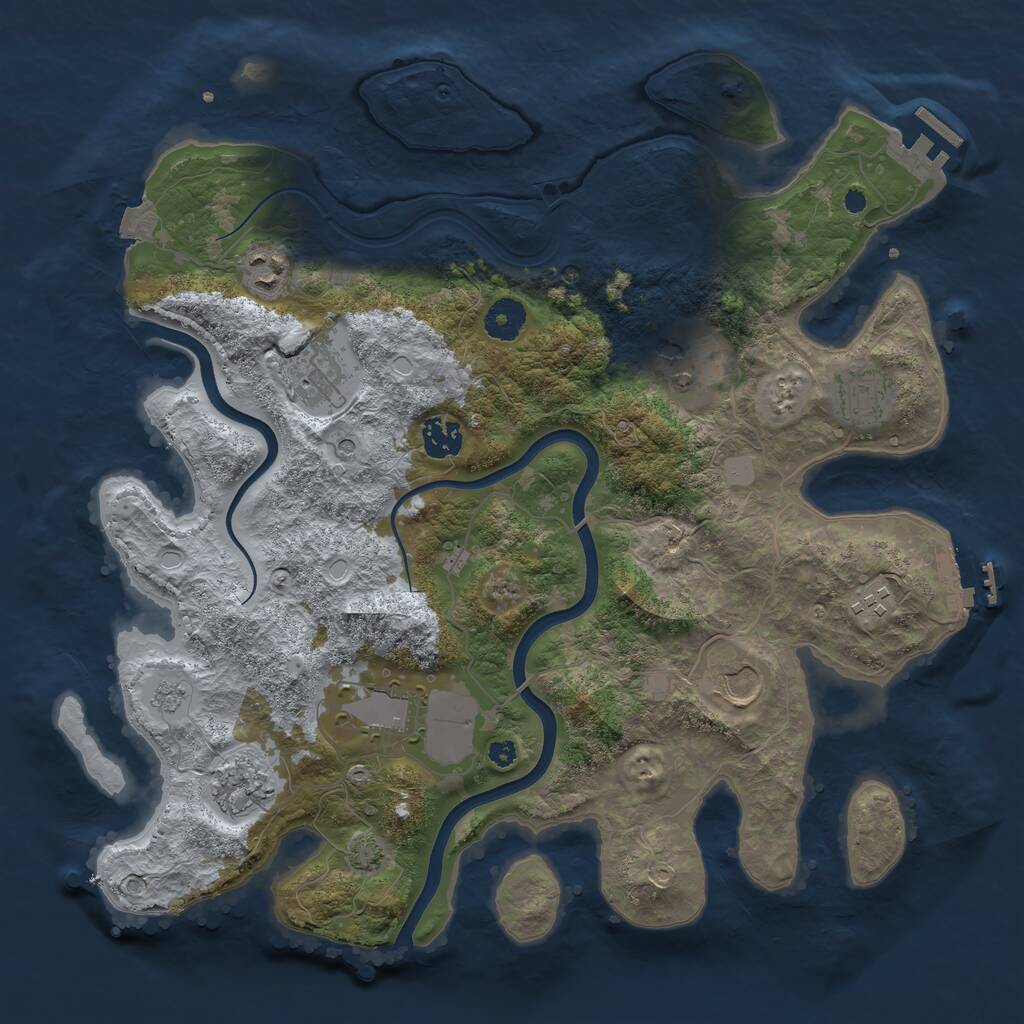 Rust Map: Procedural Map, Size: 3750, Seed: 2124295267, 15 Monuments