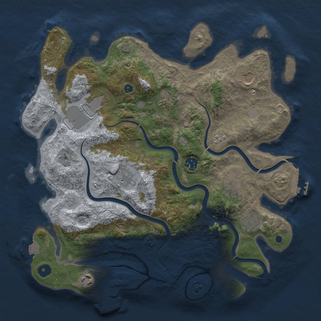 Rust Map: Procedural Map, Size: 3750, Seed: 117217299, 15 Monuments