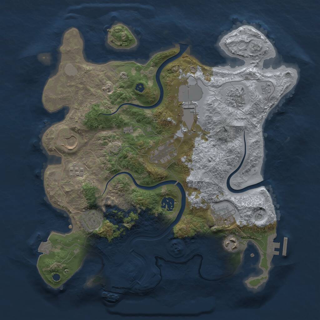Rust Map: Procedural Map, Size: 3500, Seed: 83285417, 15 Monuments