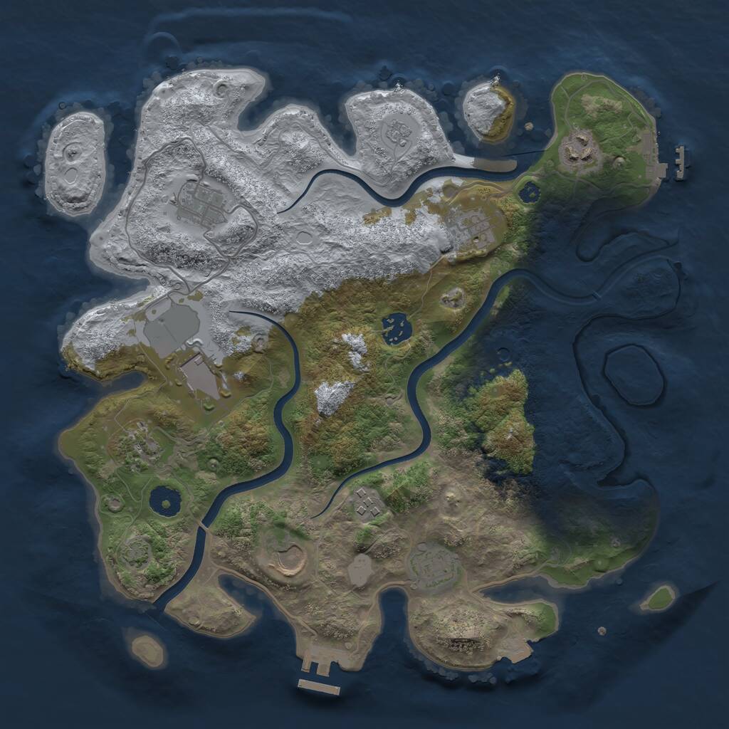 Rust Map: Procedural Map, Size: 3500, Seed: 738561861, 15 Monuments