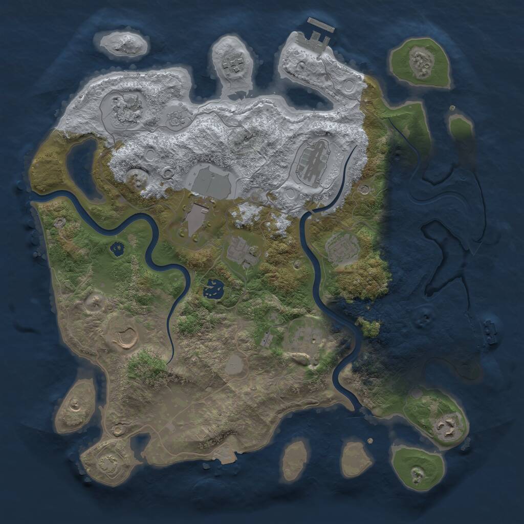 Rust Map: Procedural Map, Size: 3750, Seed: 900572545, 16 Monuments