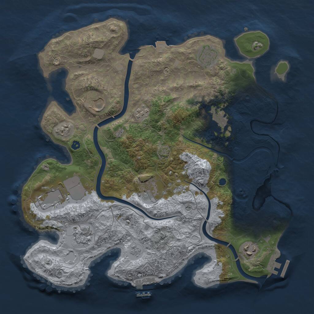 Rust Map: Procedural Map, Size: 3500, Seed: 1090599329, 14 Monuments