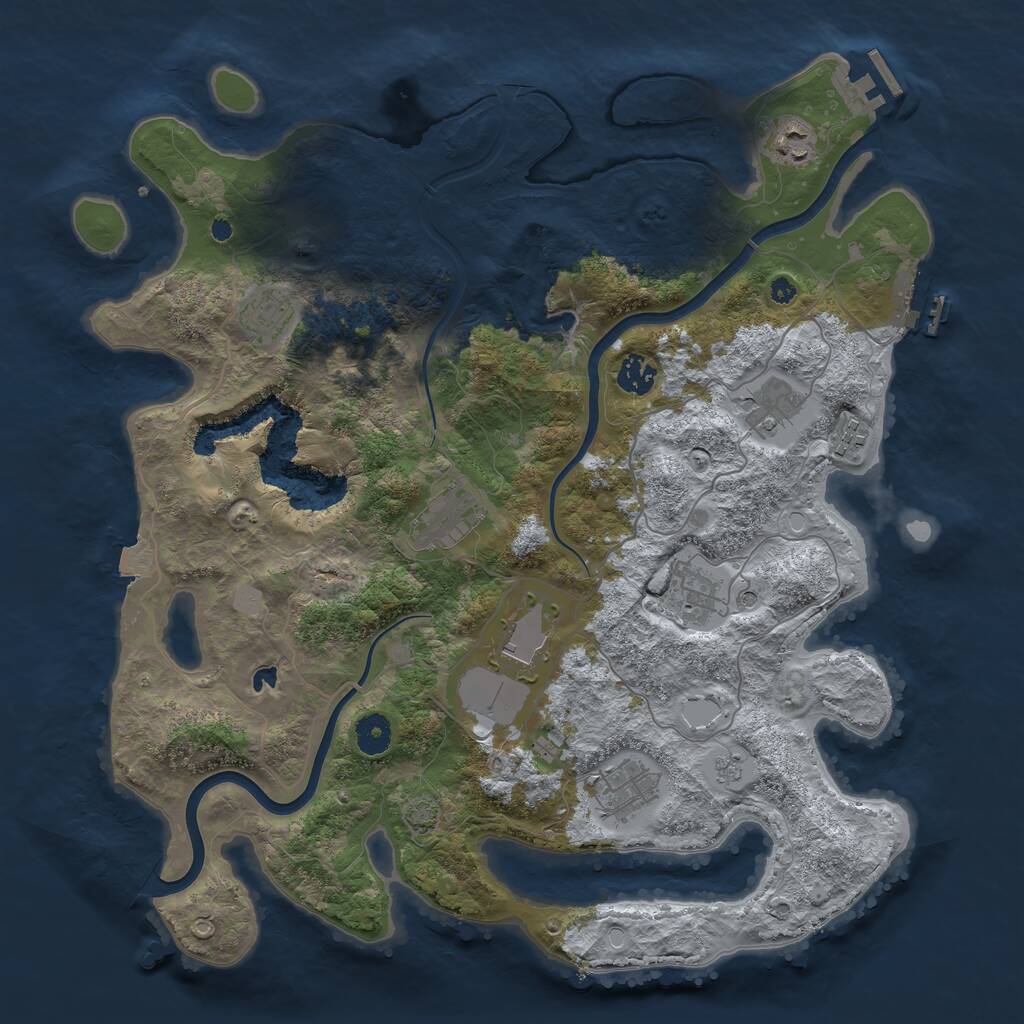 Rust Map: Procedural Map, Size: 4000, Seed: 106463537, 15 Monuments