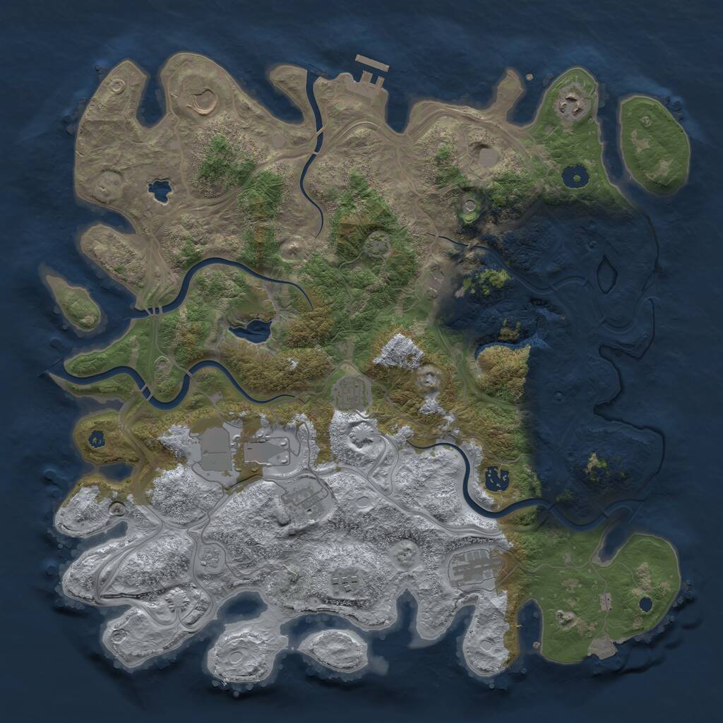Rust Map: Procedural Map, Size: 4250, Seed: 104563709, 14 Monuments