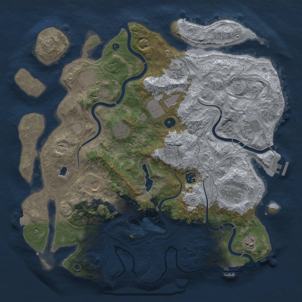 Rust Map: Procedural Map, Size: 4250, Seed: 3763, 17 Monuments