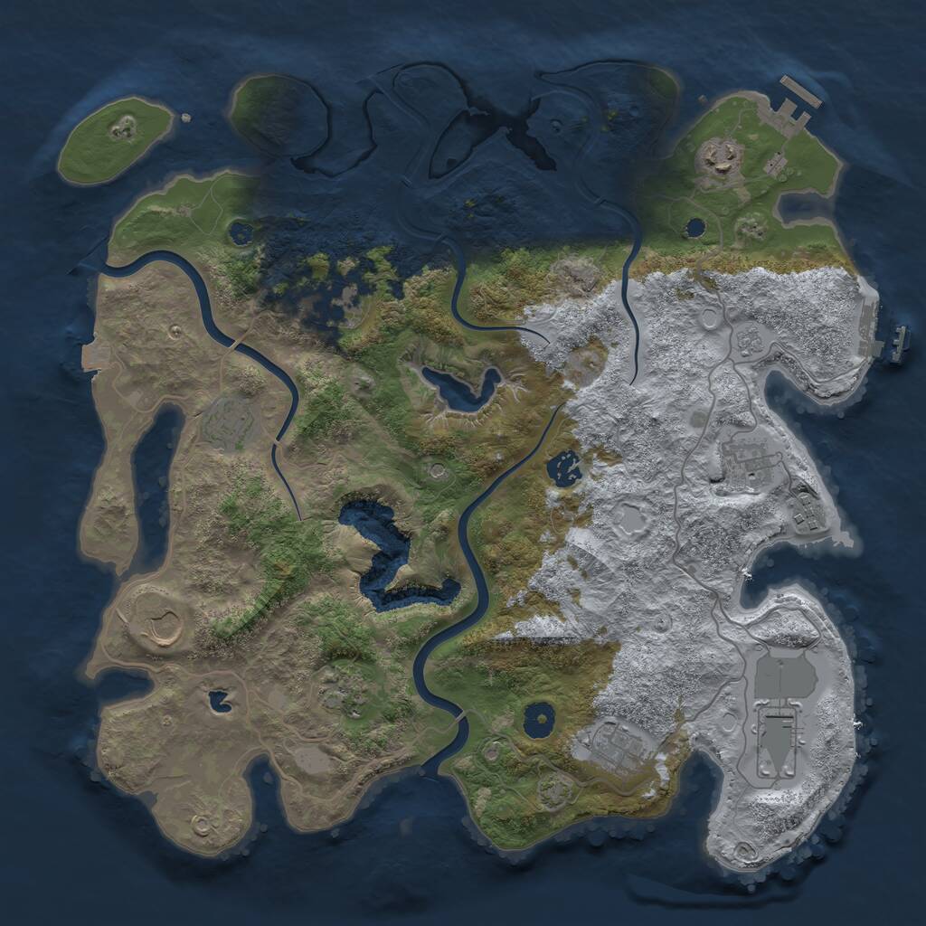 Rust Map: Procedural Map, Size: 4000, Seed: 1207297459, 16 Monuments
