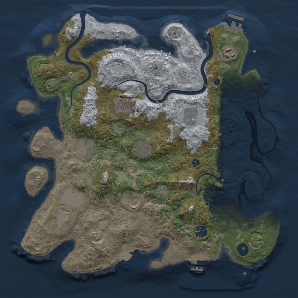 Rust Map: Procedural Map, Size: 3800, Seed: 722577641, 15 Monuments