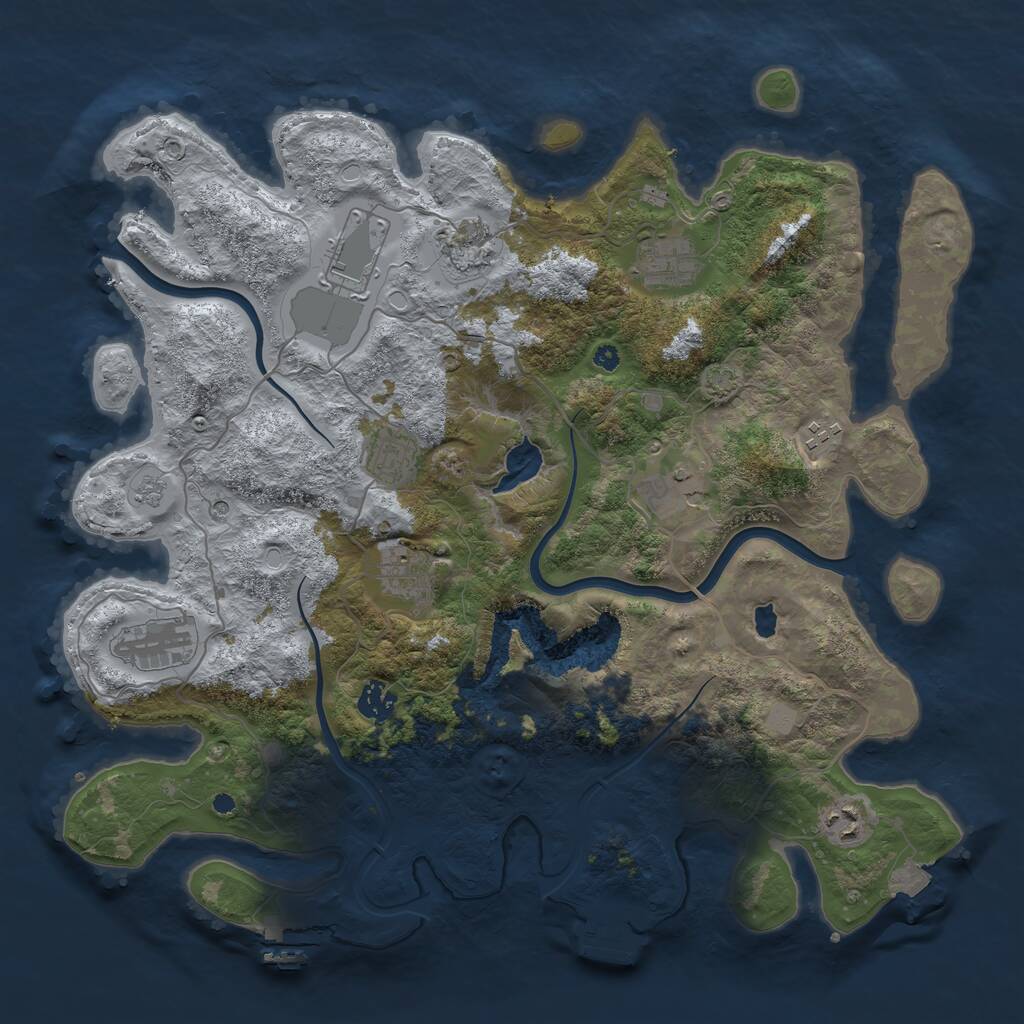 Rust Map: Procedural Map, Size: 4000, Seed: 142781611, 16 Monuments