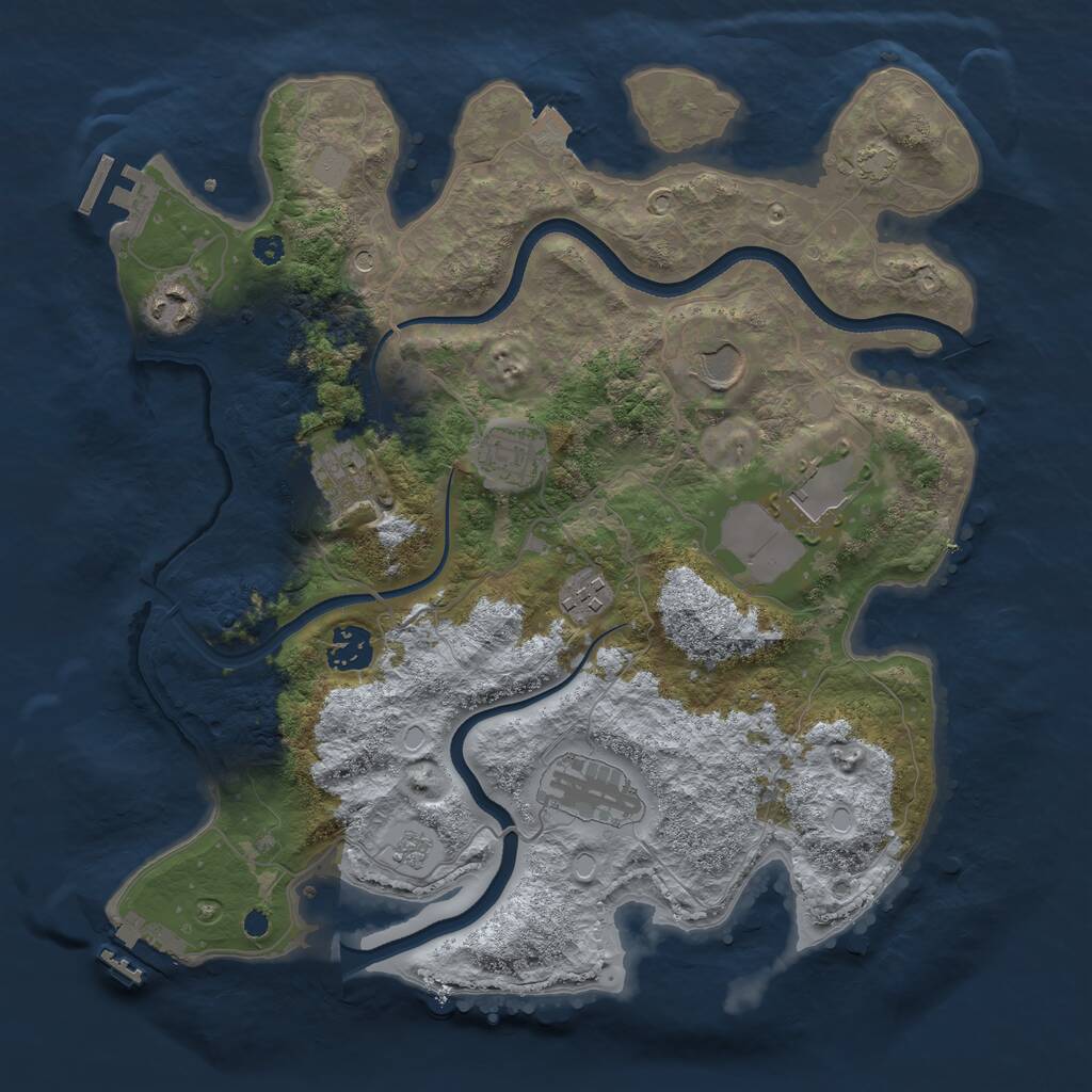 Rust Map: Procedural Map, Size: 3500, Seed: 1845184661, 14 Monuments