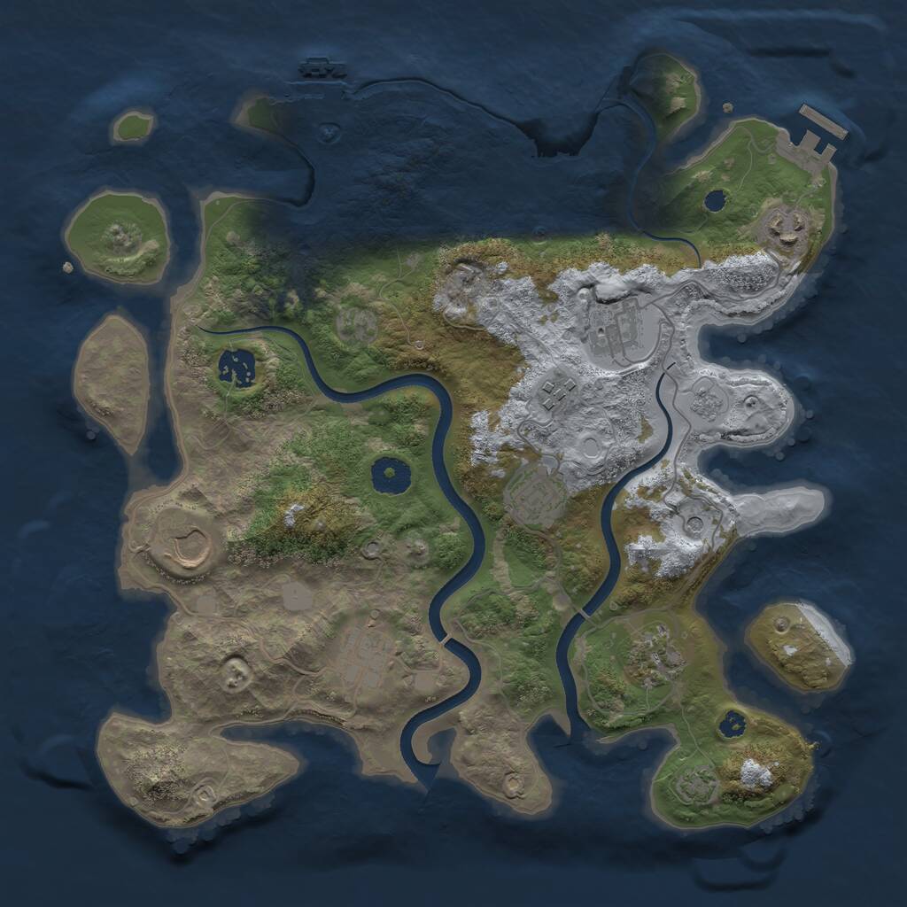 Rust Map: Procedural Map, Size: 3500, Seed: 141093, 14 Monuments