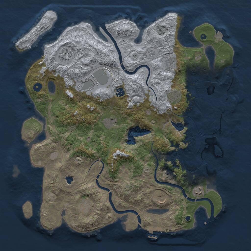 Rust Map: Procedural Map, Size: 4250, Seed: 556071399, 16 Monuments