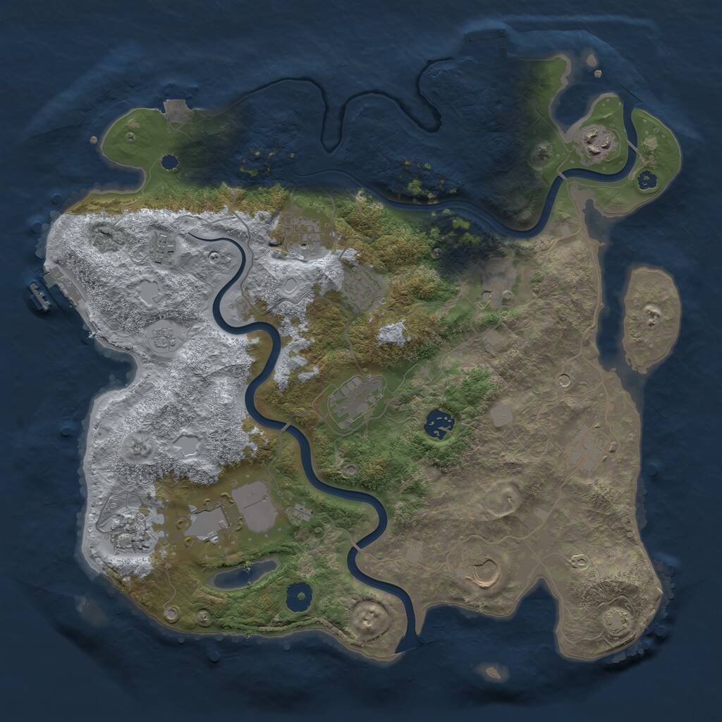 Rust Map: Procedural Map, Size: 3800, Seed: 811137593, 17 Monuments