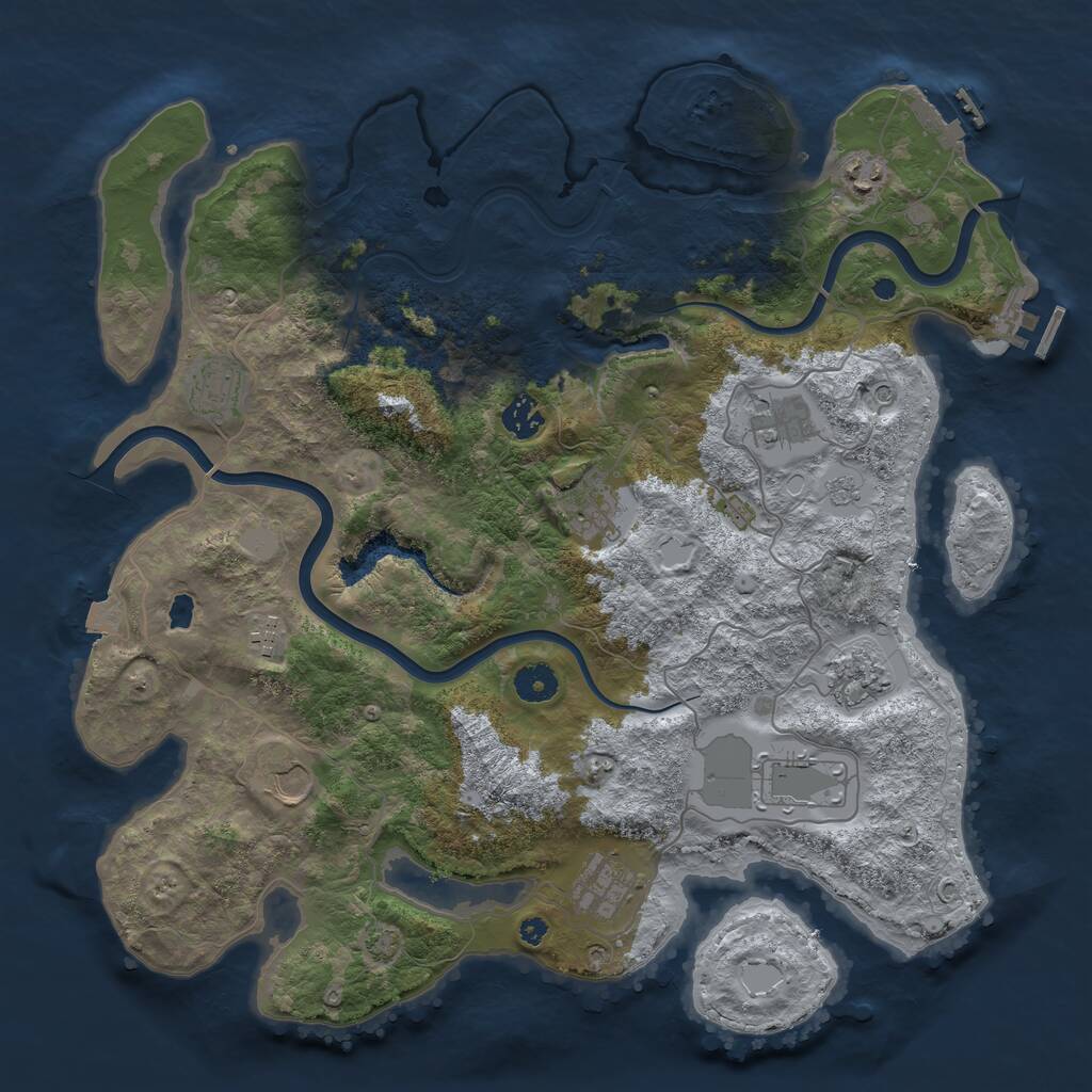 Rust Map: Procedural Map, Size: 4000, Seed: 1229833194, 16 Monuments