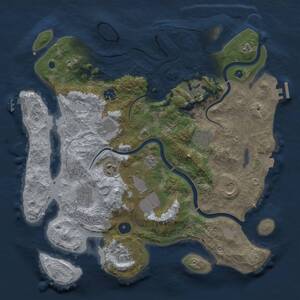 Thumbnail Rust Map: Procedural Map, Size: 3750, Seed: 52334345, 16 Monuments